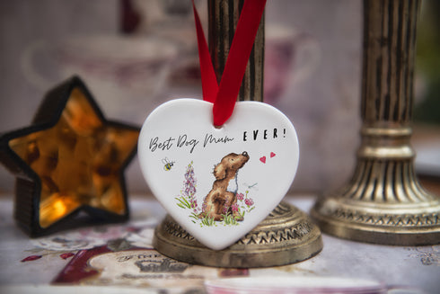 Best Dog Mum Cocker (Working) Ceramic Heart
